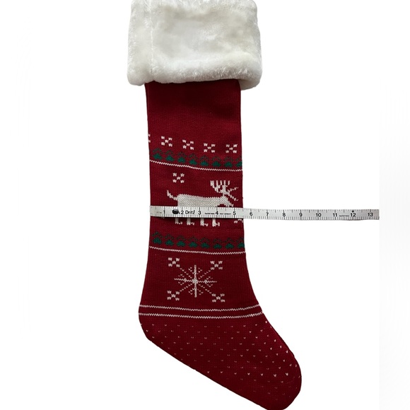 ⭐️ 4/$25 Luxurious Christmas Faux Fur Knit Stocking Red, Fair Isle Style - Picture 5 of 8